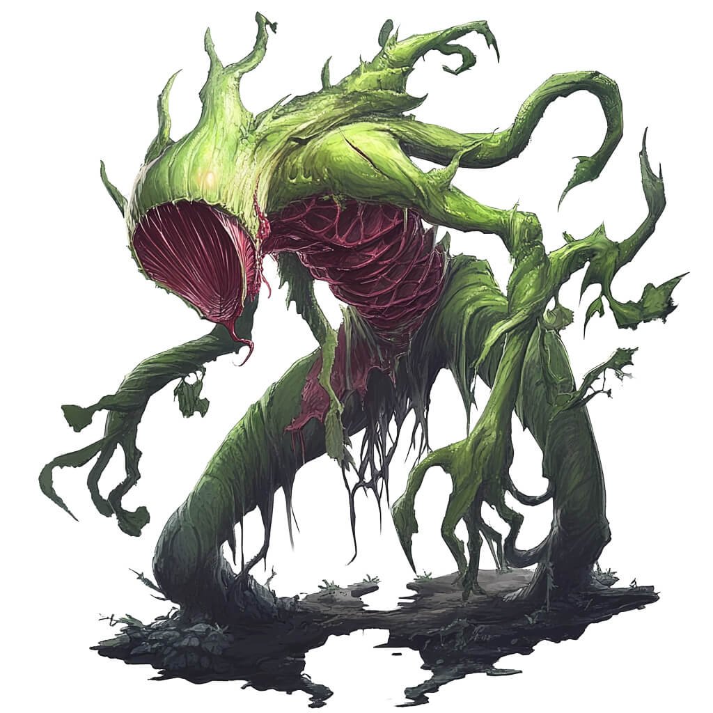 A gargantuan walking humanoid-shaping plant with a gaping maw.